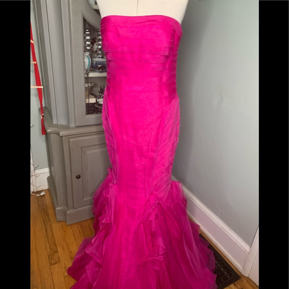 Theia pink silk formal gown 6